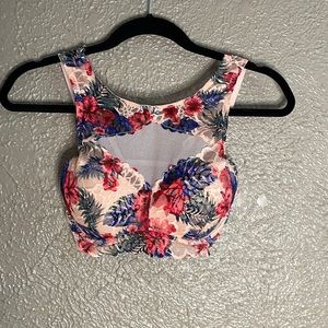 Victoria's Secret  PINK pushup padded bralette FLORAL lace HIGHNECK